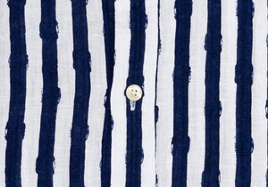 The Navy Tobin Linen Printed Seersucker Casual Shirt Casual Shirt- Ledbury