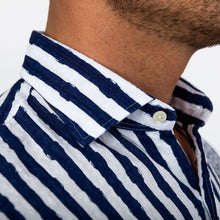 Load image into Gallery viewer, The Navy Tobin Linen Printed Seersucker Casual Shirt Casual Shirt- Ledbury