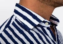 Load image into Gallery viewer, The Navy Tobin Linen Printed Seersucker Casual Shirt Casual Shirt- Ledbury