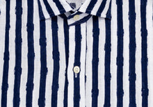 Load image into Gallery viewer, The Navy Tobin Linen Printed Seersucker Casual Shirt Casual Shirt- Ledbury
