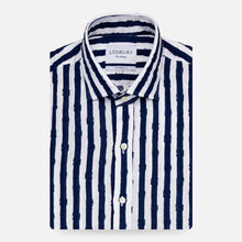 Load image into Gallery viewer, The Navy Tobin Linen Printed Seersucker Casual Shirt Casual Shirt- Ledbury