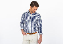 Load image into Gallery viewer, The Navy Tobin Linen Printed Seersucker Casual Shirt Casual Shirt- Ledbury