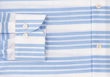 Load image into Gallery viewer, The Light Blue Harlan Cotton Linen Stripe Dress Shirt Dress Shirt- Ledbury