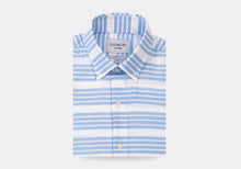 Load image into Gallery viewer, The Light Blue Harlan Cotton Linen Stripe Dress Shirt Dress Shirt- Ledbury