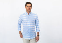 Load image into Gallery viewer, The Light Blue Harlan Cotton Linen Stripe Dress Shirt Dress Shirt- Ledbury