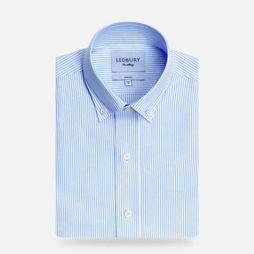 The Blue Mayfield Stripe Washed Oxford Casual Shirt Casual Shirt- Ledbury