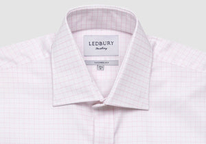 The Pink Carrington Windowpane Dress Shirt Dress Shirt- Ledbury
