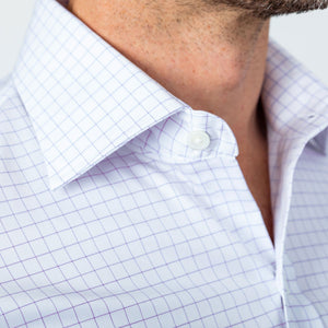 The Lavender Carrington Windowpane Dress Shirt Dress Shirt- Ledbury