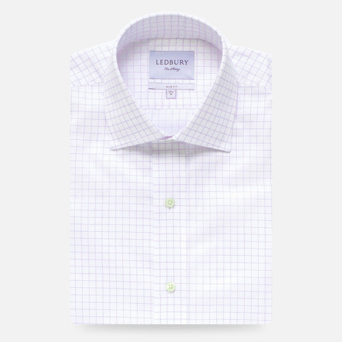 The Lavender Carrington Windowpane Dress Shirt Dress Shirt- Ledbury