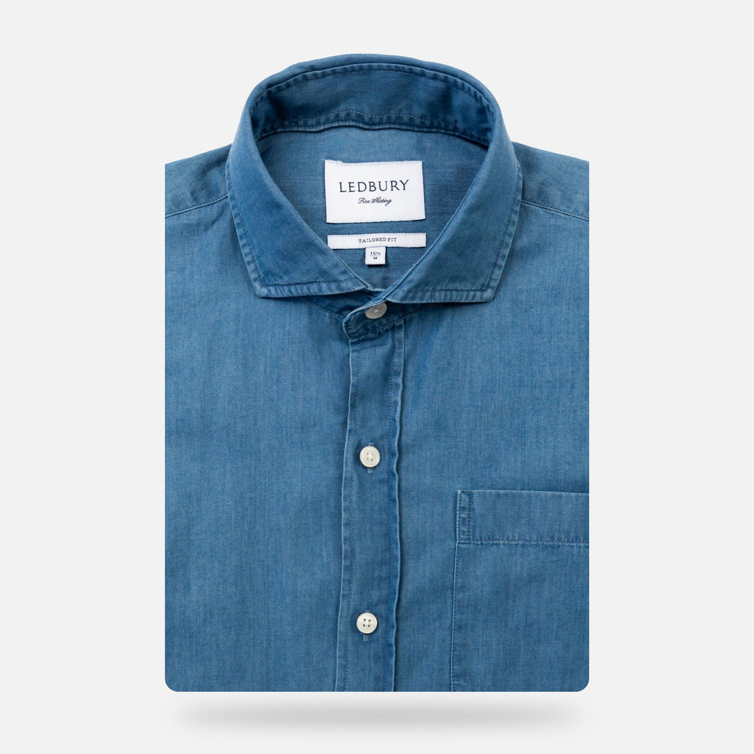 The Cadet Blue Beacon Denim Casual Shirt Casual Shirt- Ledbury