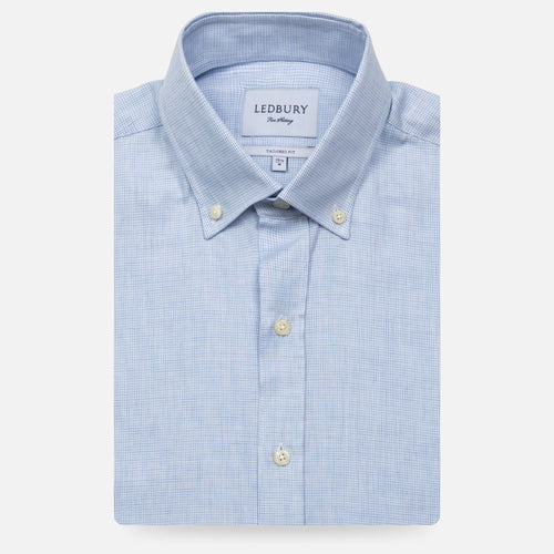 The Light Blue Heather Pennington Houndstooth Casual Shirt Casual Shirt- Ledbury