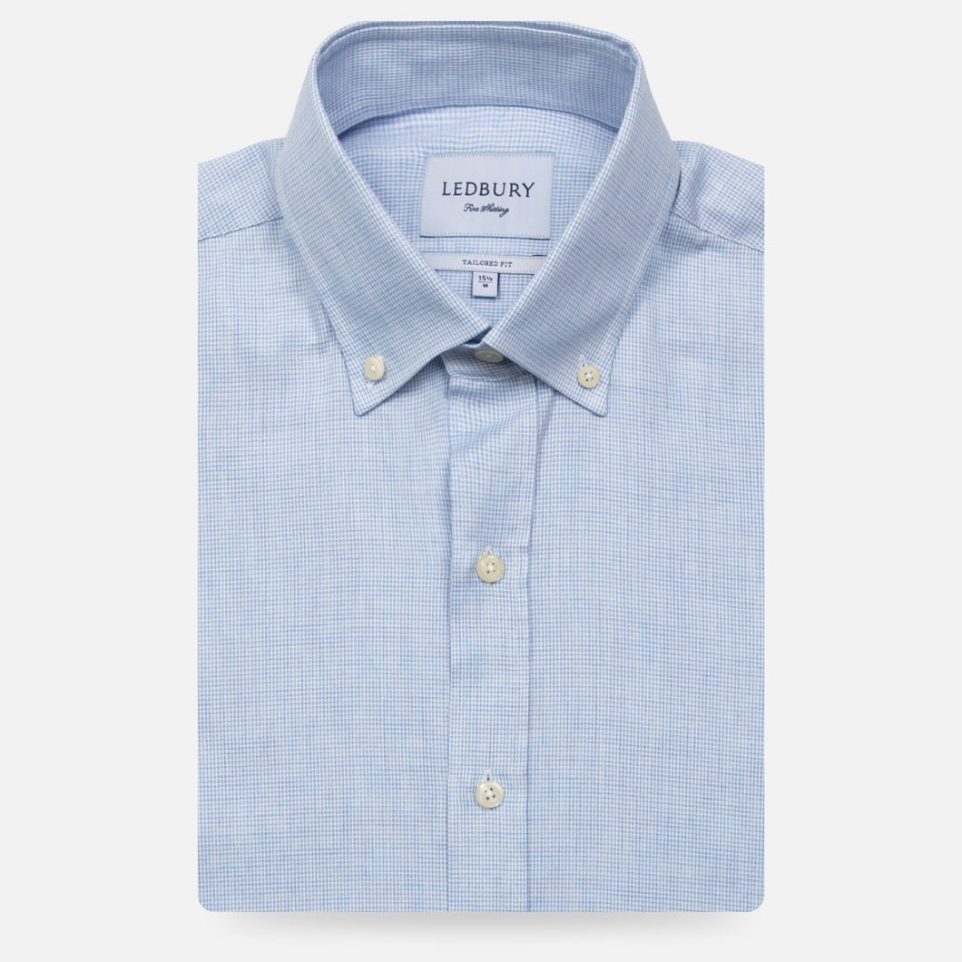 The Light Blue Heather Pennington Houndstooth Casual Shirt Casual Shirt- Ledbury