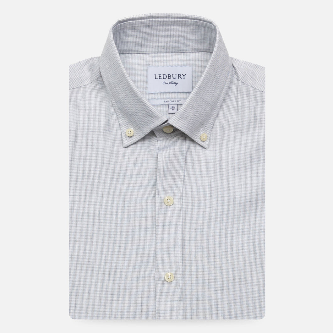 The Light Grey Heather Pennington Houndstooth Casual Shirt Casual Shirt- Ledbury