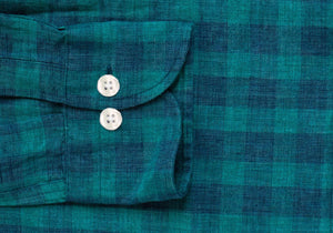The Leaf McClellan Cotton Linen Gingham Casual Shirt Casual Shirt- Ledbury