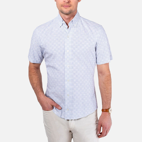 The Blue Short Sleeve Tamarack Stripe Casual Shirt Casual Shirt- Ledbury