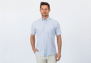 The Blue Short Sleeve Tamarack Stripe Casual Shirt Casual Shirt- Ledbury