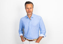 Load image into Gallery viewer, The Pool Blue Mertin Performance Chambray Print Casual Shirt Casual Shirt- Ledbury