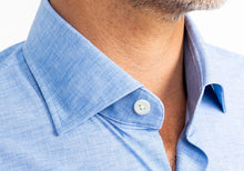 Load image into Gallery viewer, The Pool Blue Mertin Performance Chambray Print Casual Shirt Casual Shirt- Ledbury