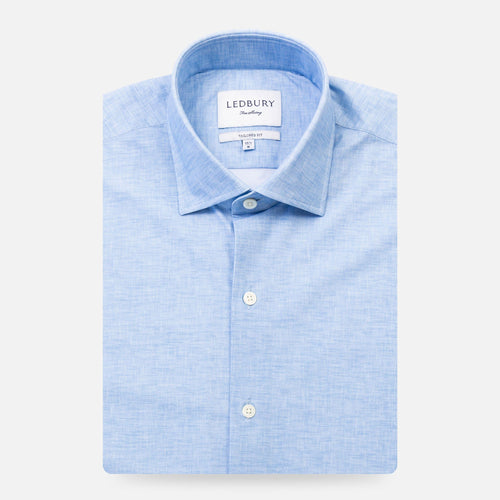 The Pool Blue Mertin Performance Chambray Print Casual Shirt Casual Shirt- Ledbury
