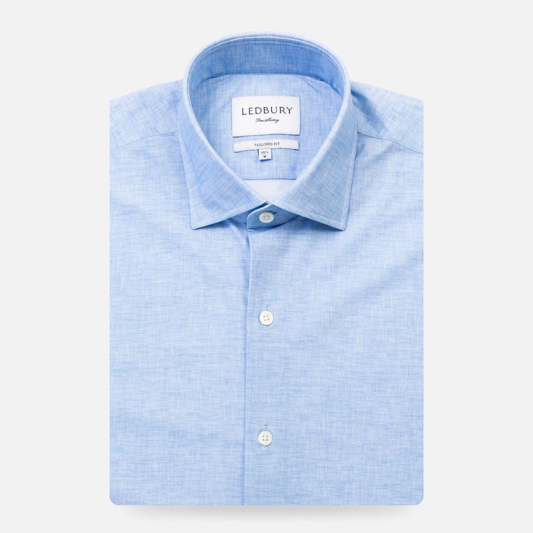 The Pool Blue Mertin Performance Chambray Print Casual Shirt Casual Shirt- Ledbury