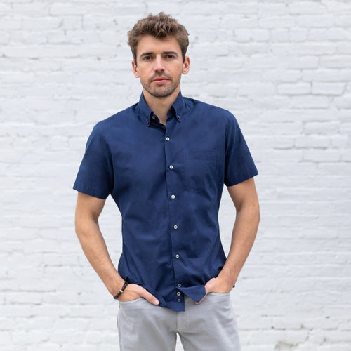 The Dark Blue Short Sleeve Snyder Fine Denim Casual Shirt Casual Shirt- Ledbury