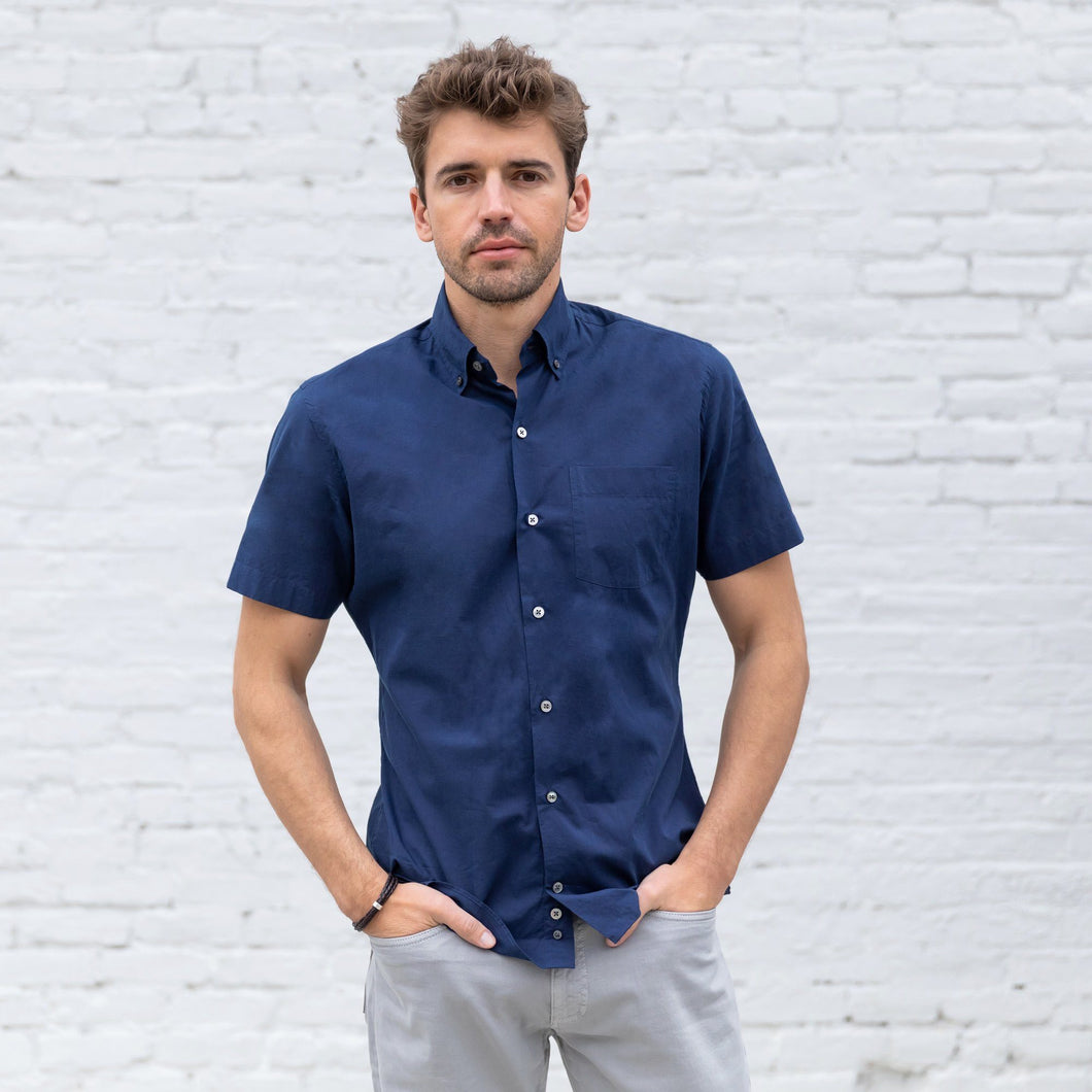 The Dark Blue Short Sleeve Snyder Fine Denim Casual Shirt Casual Shirt- Ledbury