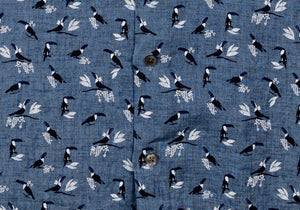 The Cadet Blue Short Sleeve Linen Brookshire Print Casual Shirt Casual Shirt- Ledbury