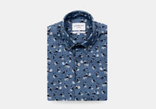 Load image into Gallery viewer, The Cadet Blue Short Sleeve Linen Brookshire Print Casual Shirt Casual Shirt- Ledbury
