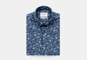 The Cadet Blue Short Sleeve Linen Brookshire Print Casual Shirt Casual Shirt- Ledbury