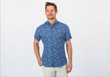 Load image into Gallery viewer, The Cadet Blue Short Sleeve Linen Brookshire Print Casual Shirt Casual Shirt- Ledbury