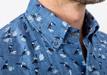Load image into Gallery viewer, The Cadet Blue Short Sleeve Linen Brookshire Print Casual Shirt Casual Shirt- Ledbury
