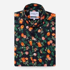 The Black Short Sleeve Partridge Print Casual Shirt Casual Shirt- Ledbury