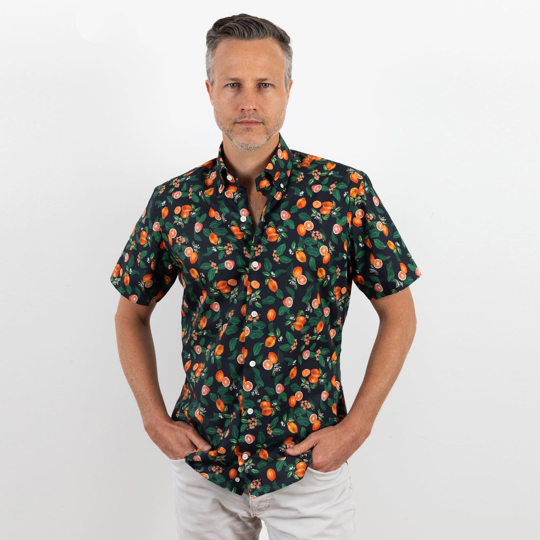 The Black Short Sleeve Partridge Print Casual Shirt