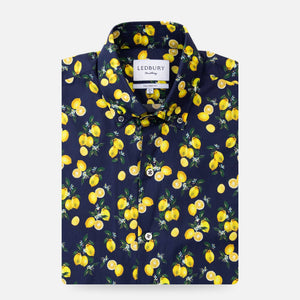 The Navy Short Sleeve Davenport Print Casual Shirt Casual Shirt- Ledbury
