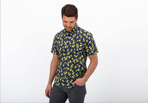 The Navy Short Sleeve Davenport Print Casual Shirt Casual Shirt- Ledbury