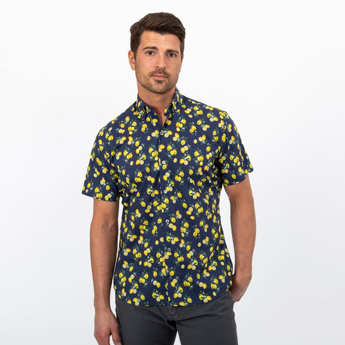 The Navy Short Sleeve Davenport Print Casual Shirt Casual Shirt- Ledbury
