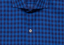 Load image into Gallery viewer, The Dark Blue Martell Cotton Linen Gingham Casual Shirt Casual Shirt- Ledbury
