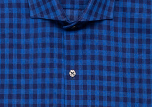 The Dark Blue Martell Cotton Linen Gingham Casual Shirt Casual Shirt- Ledbury