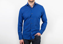 Load image into Gallery viewer, The Dark Blue Martell Cotton Linen Gingham Casual Shirt Casual Shirt- Ledbury