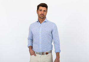 The Blue Chaversham Linen Cotton Casual Shirt Casual Shirt- Ledbury