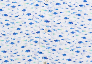 The Cobalt Short Sleeve Linen Fenbrook Print Casual Shirt Casual Shirt- Ledbury