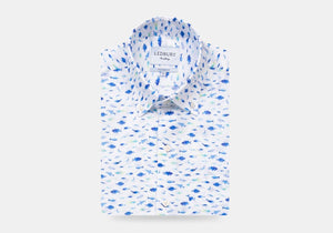 The Cobalt Short Sleeve Linen Fenbrook Print Casual Shirt Casual Shirt- Ledbury