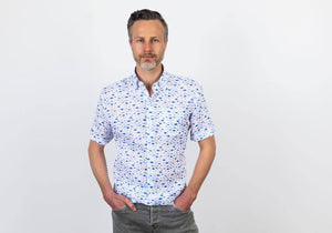 The Cobalt Short Sleeve Linen Fenbrook Print Casual Shirt Casual Shirt- Ledbury