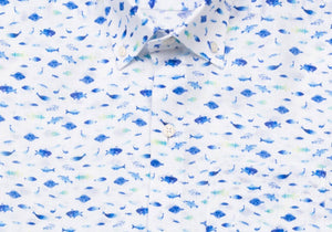The Cobalt Short Sleeve Linen Fenbrook Print Casual Shirt Casual Shirt- Ledbury