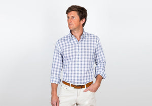 The Dark Blue Drumlin Cotton Linen Check Casual Shirt Casual Shirt- Ledbury