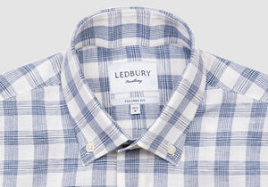 The Dark Blue Drumlin Cotton Linen Check Casual Shirt Casual Shirt- Ledbury