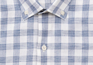 The Dark Blue Drumlin Cotton Linen Check Casual Shirt Casual Shirt- Ledbury