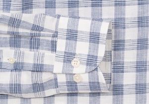 The Dark Blue Drumlin Cotton Linen Check Casual Shirt Casual Shirt- Ledbury