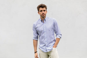The Blue Lynbrook Printed Poplin Casual Shirt Casual Shirt- Ledbury