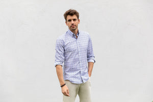 The Blue Lynbrook Printed Poplin Casual Shirt Casual Shirt- Ledbury